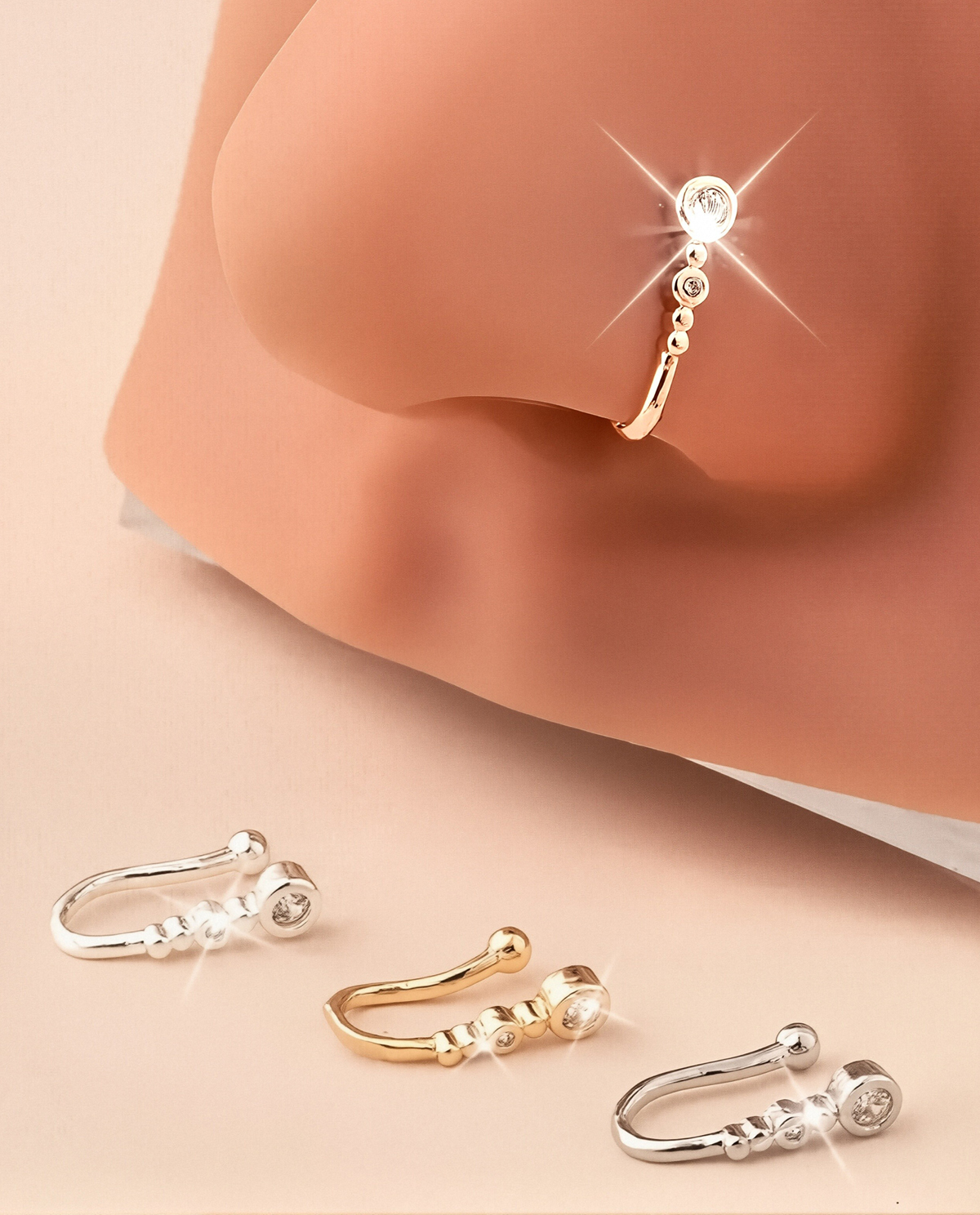 U-Shape Non-Piercing Nose Clip with Cubic Zirconia