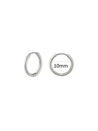 Hoop Earrings For Women/Men 8mm/10mm/12mm - Silvery, 10mm