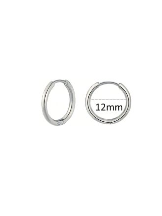 Hoop Earrings For Women/Men 8mm/10mm/12mm - Silvery, 12mm