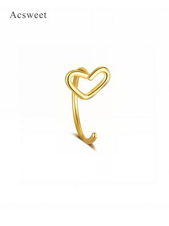 Minimalist Heart Nose Ring Hoop for Pierced Nose