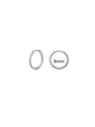 Hoop Earrings For Women/Men 8mm/10mm/12mm - Silvery, 8mm