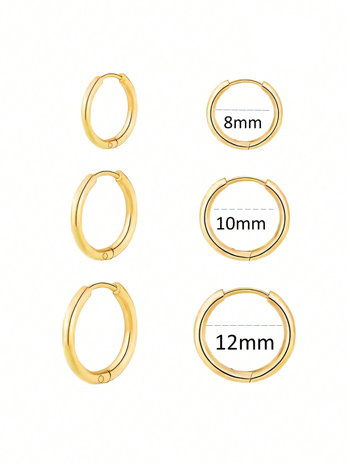 Hoop Earrings For Women/Men 8mm/10mm/12mm