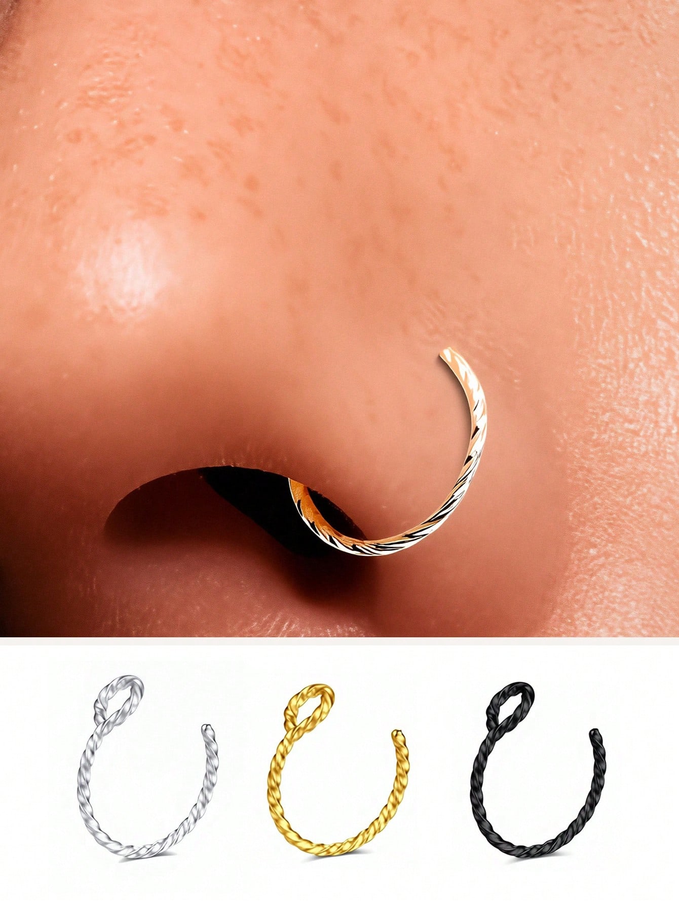 Twisted L-Shaped Nose Stud